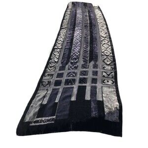 Enrico Coveri Velvet Scarf 13x60 Hearts Arrows Romantic Purple Black Vintage Luv